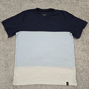 Rag and Bone Shirt Mens Medium Blue Colorblock Short Sleeve Pullover Cotton
